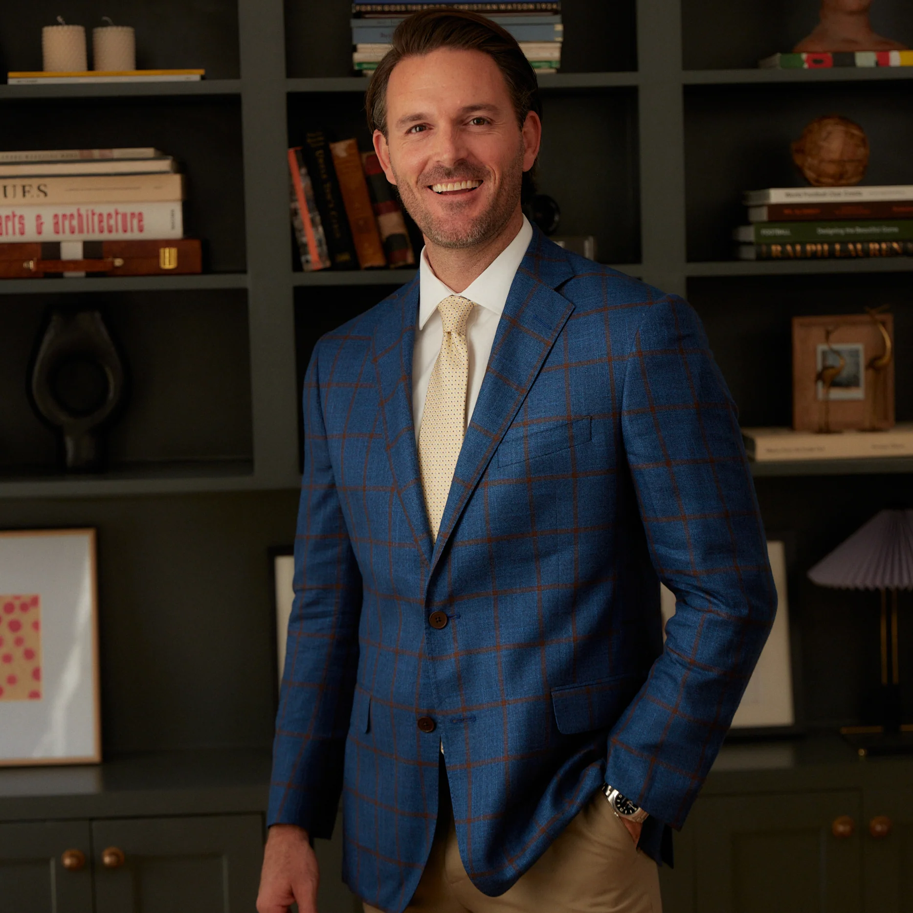 Audubon Royal Blue with Rust Overcheck Sport Coat - Image 5