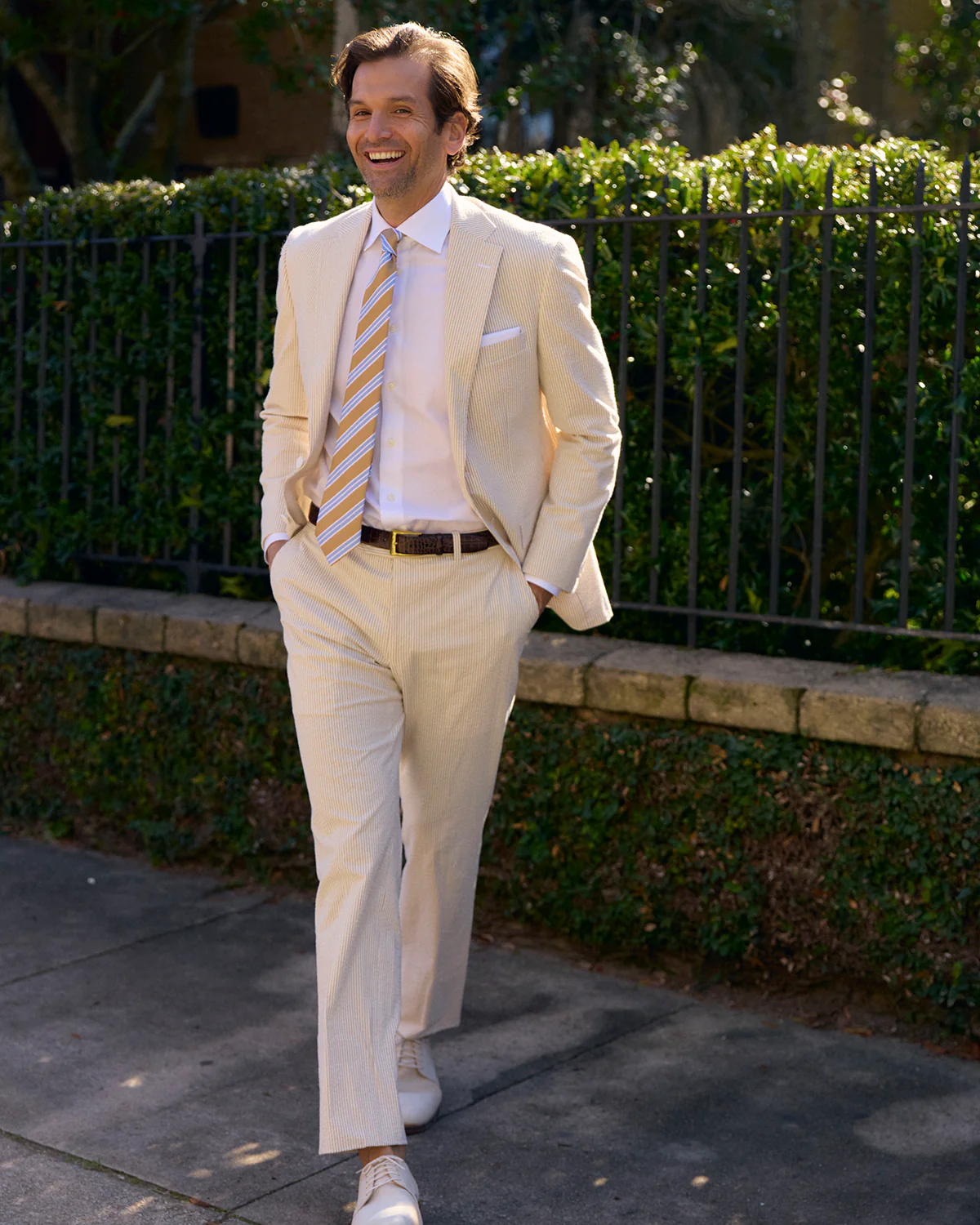 Tan Bisque Seersucker Stretch Pant | Seersucker Suit Separates - Image 3