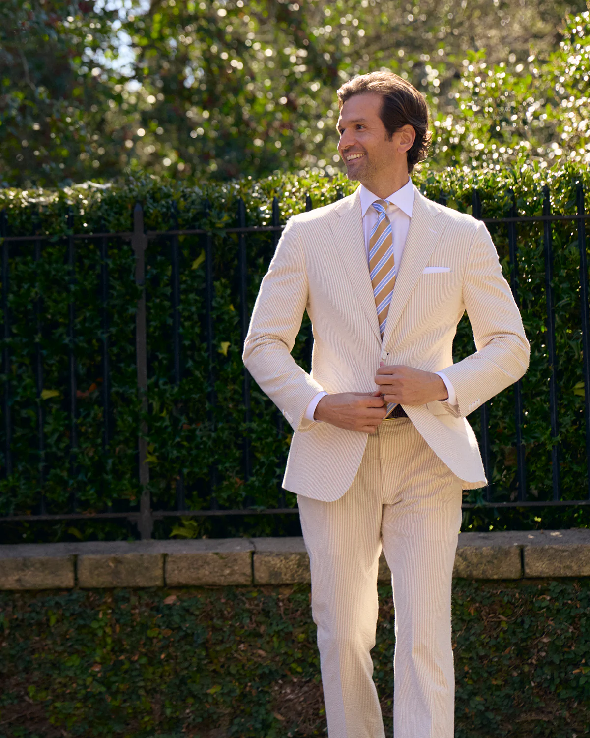 Tan Bisque Seersucker Stretch Pant | Seersucker Suit Separates - Image 5