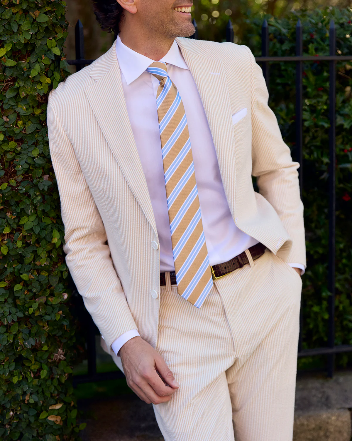 Tan Bisque Seersucker Stretch Pant | Seersucker Suit Separates - Image 6