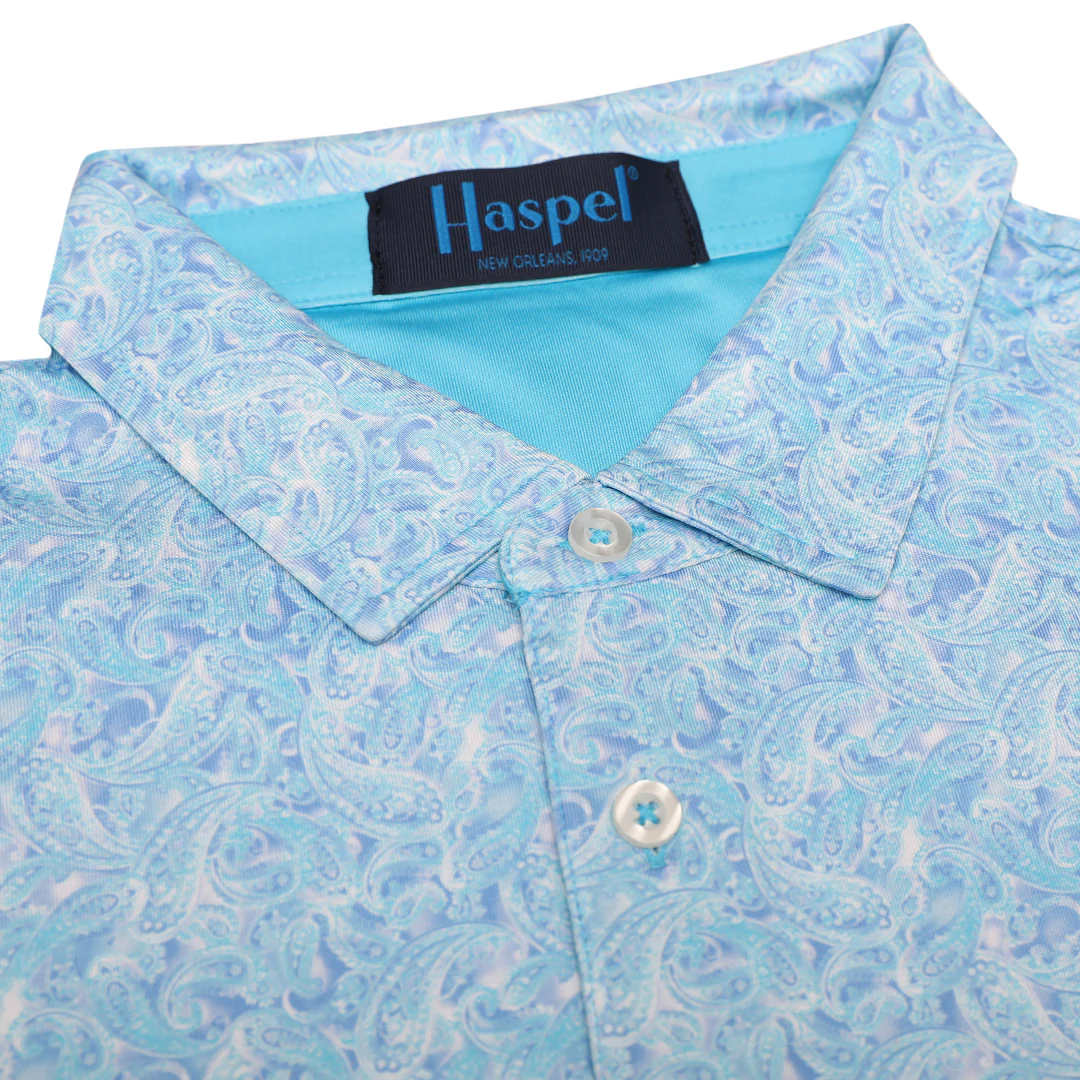 Clubhouse Blue & White Paisley Perfornance Polo