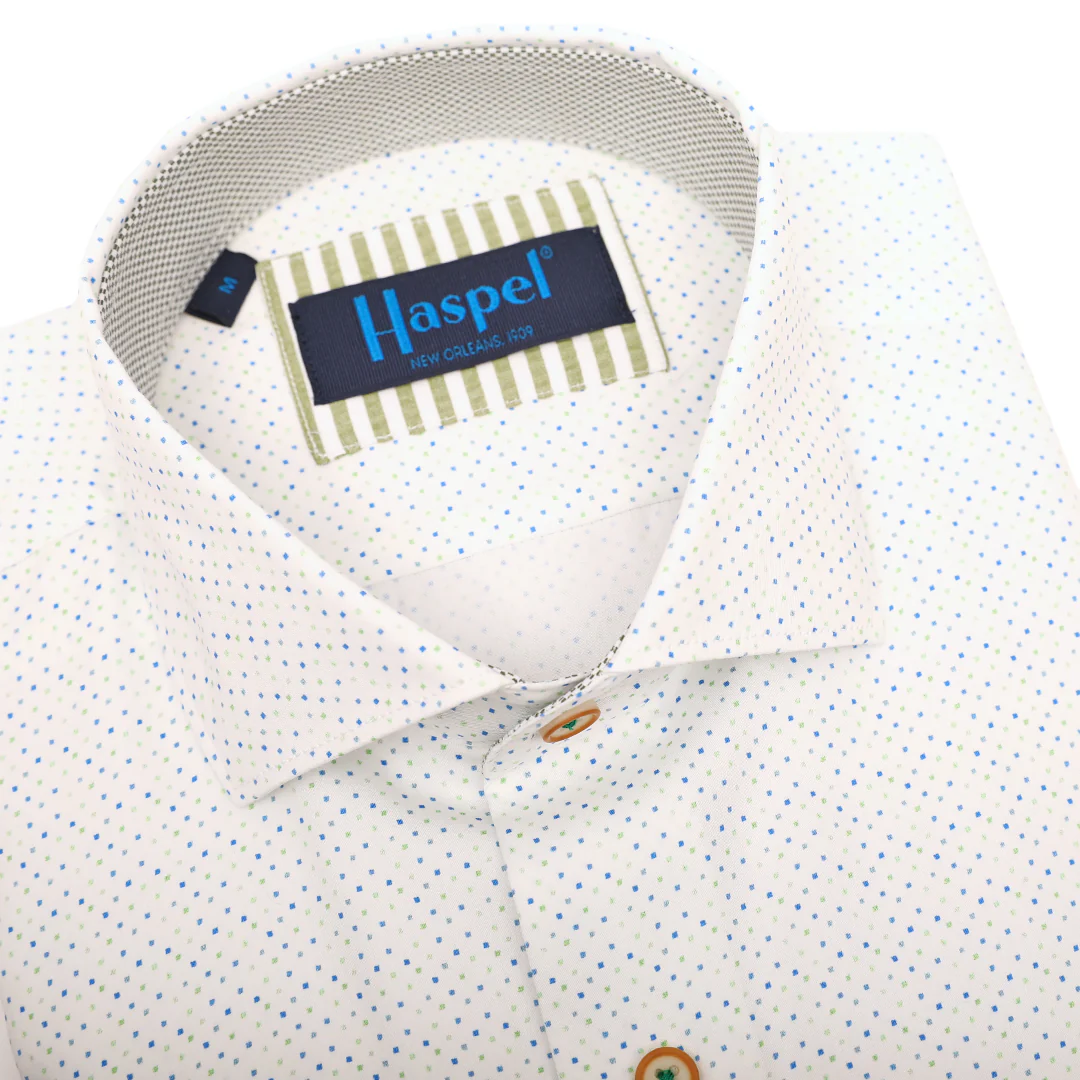 Seville Royal Blue & Green Dot Long Sleeve Shirt