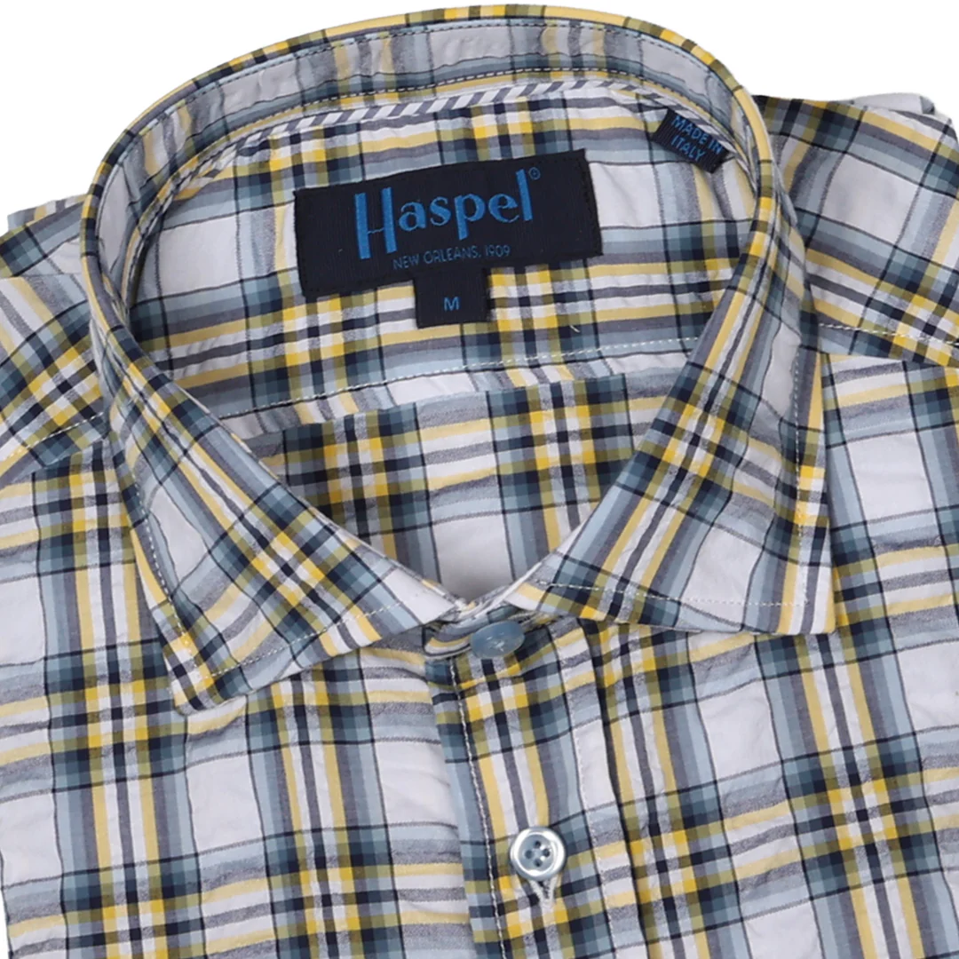 Chartres Blue, Yellow & White Plaid Long Sleeve Shirt