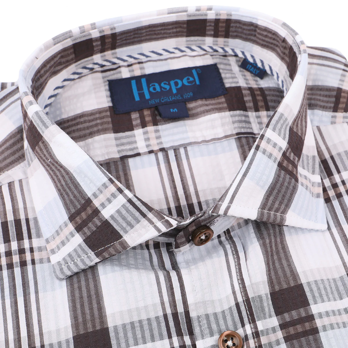 Chartres Brown & White Plaid Seersucker
