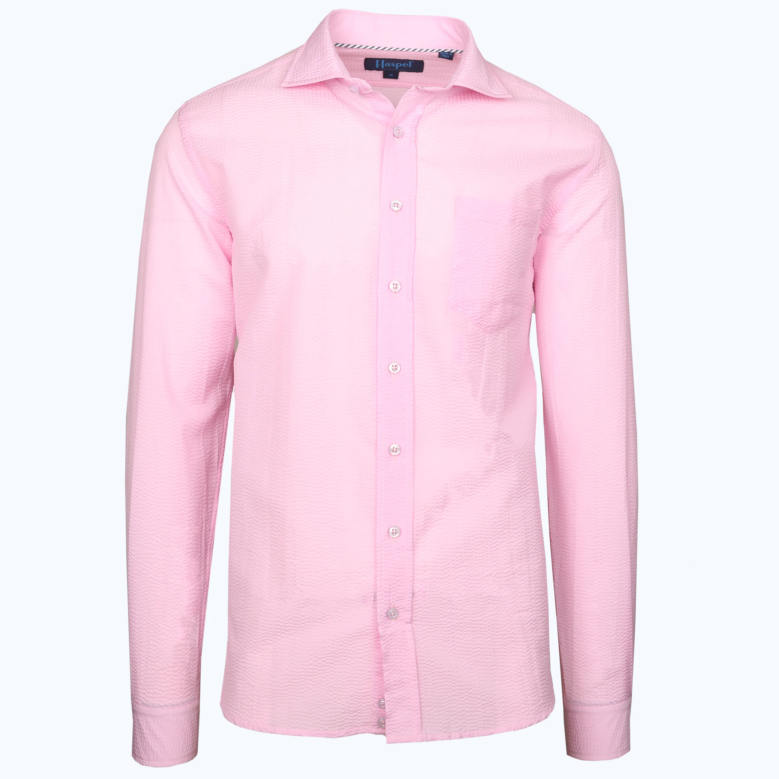 Chartres Long Sleeve Solid Pink Seersucker - Image 8
