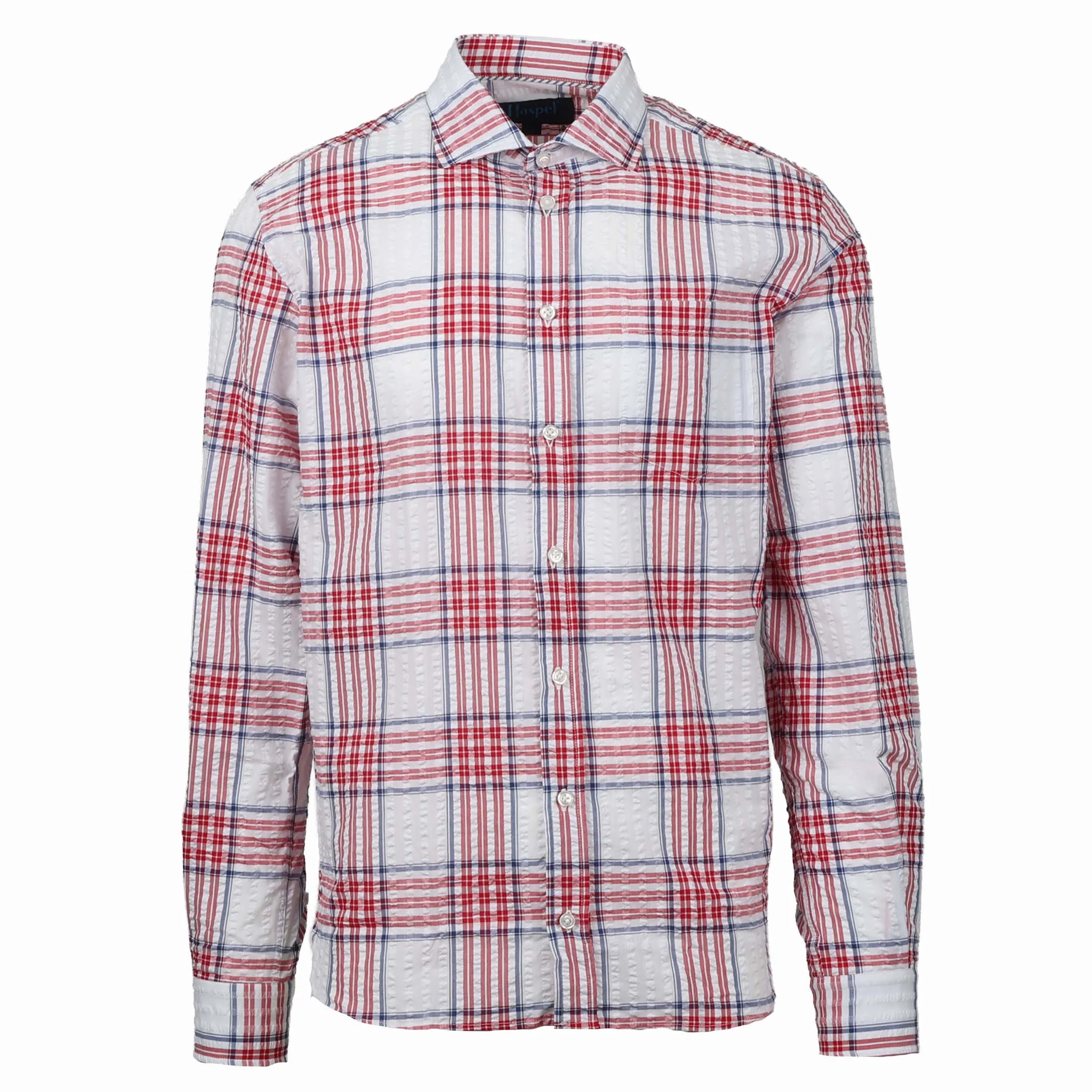 Chartres Red, White and Blue Double Pane Plaid Long Sleeve Shirt - Image 2