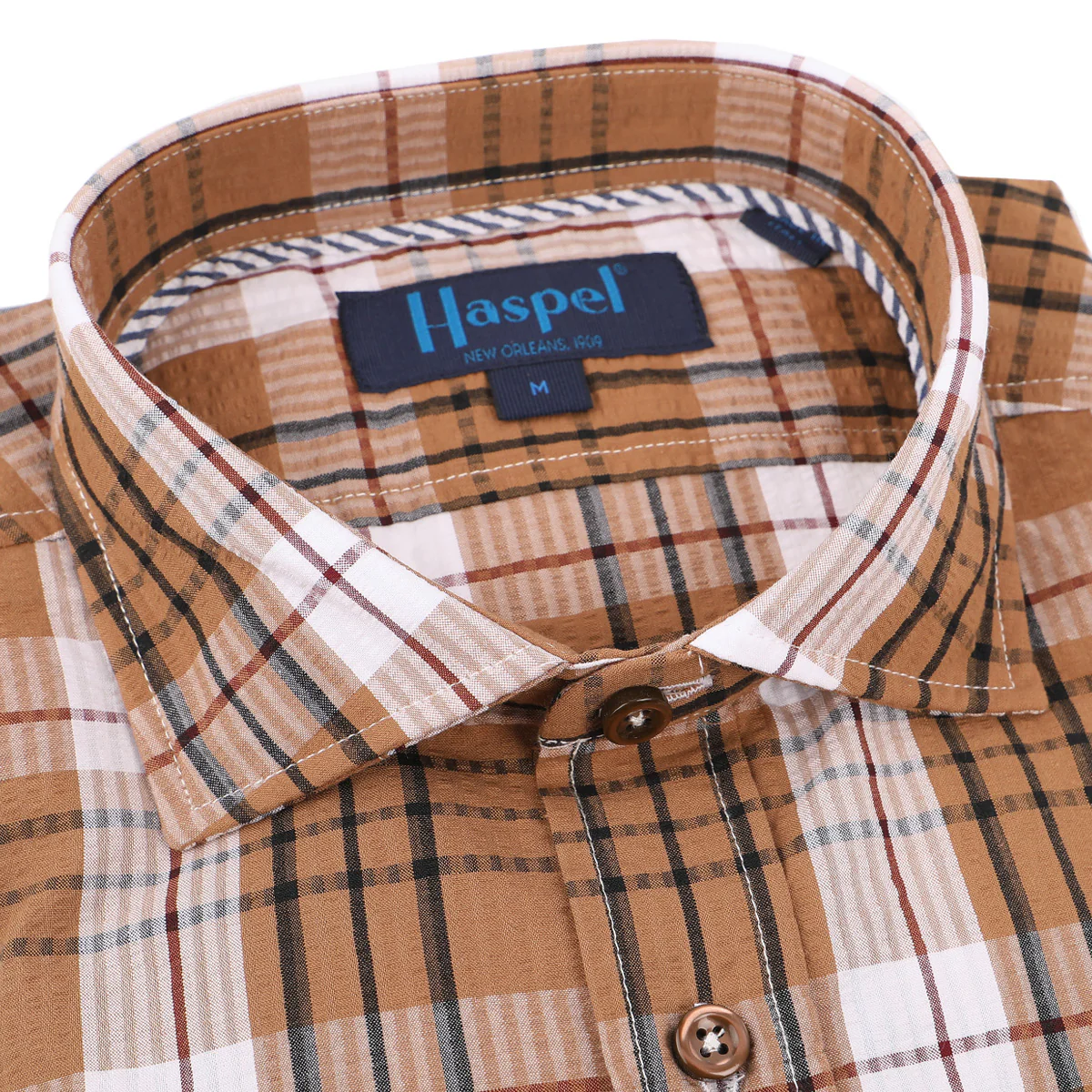 *** FINAL SALE *** Chartres Tan & Brown Plaid Seersucker