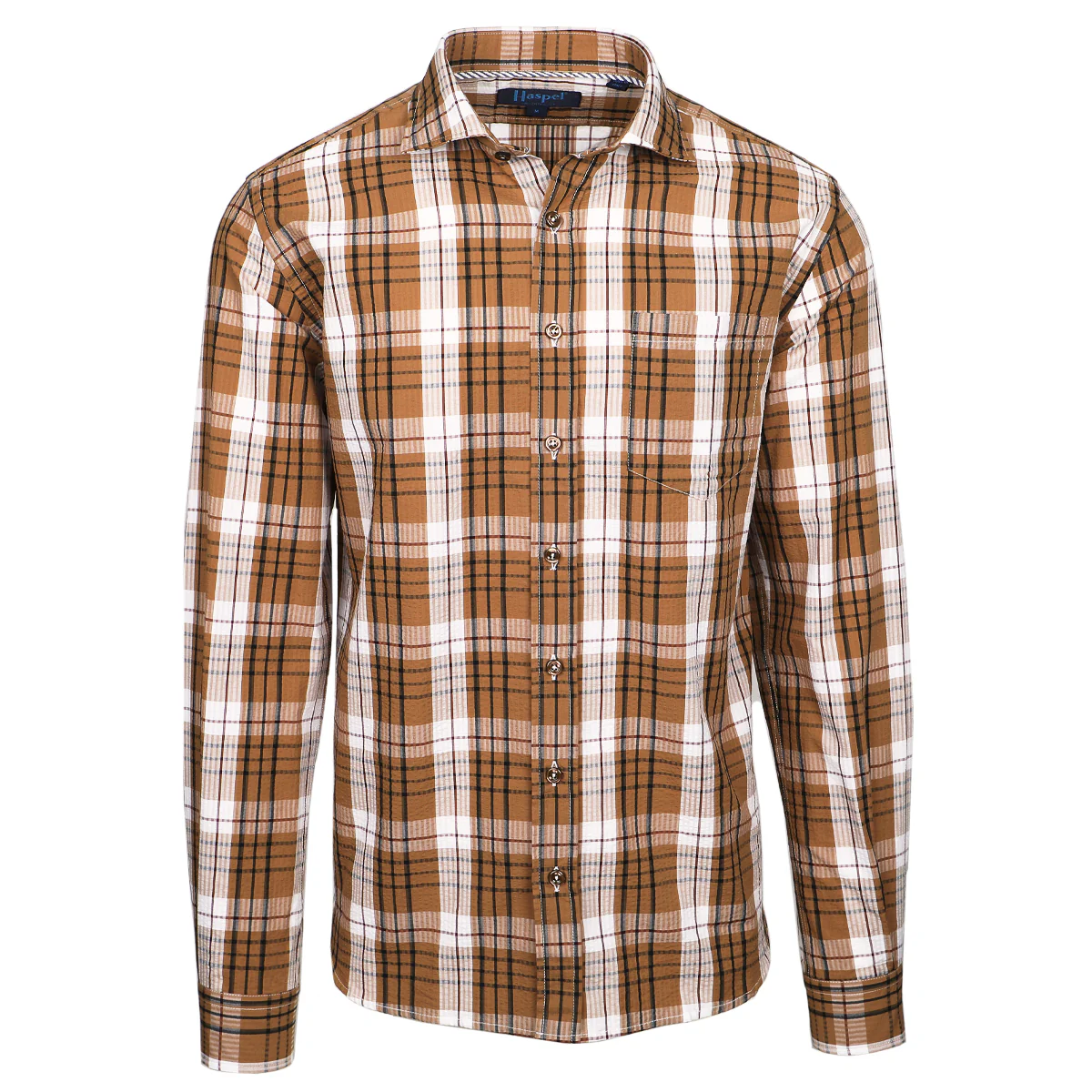 *** FINAL SALE *** Chartres Tan & Brown Plaid Seersucker - Image 2
