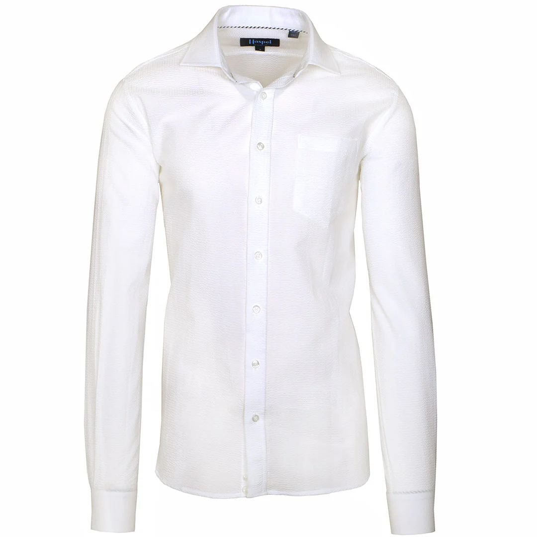 Chartres Long Sleeve White Solid Seersucker - Image 6