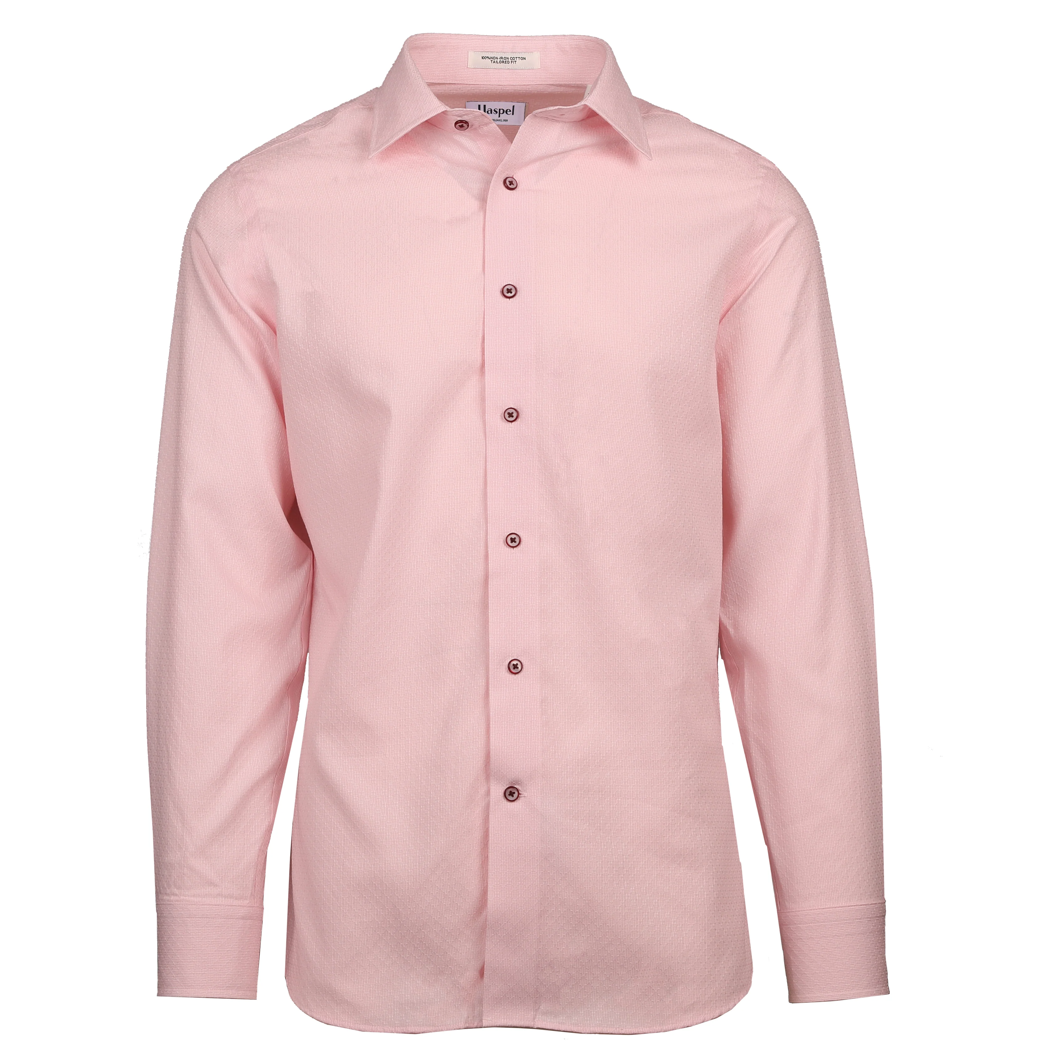 Dauphine Textured Pink Oxford (Tailored Fit) Dress Shirt - Spread Collar - Image 2