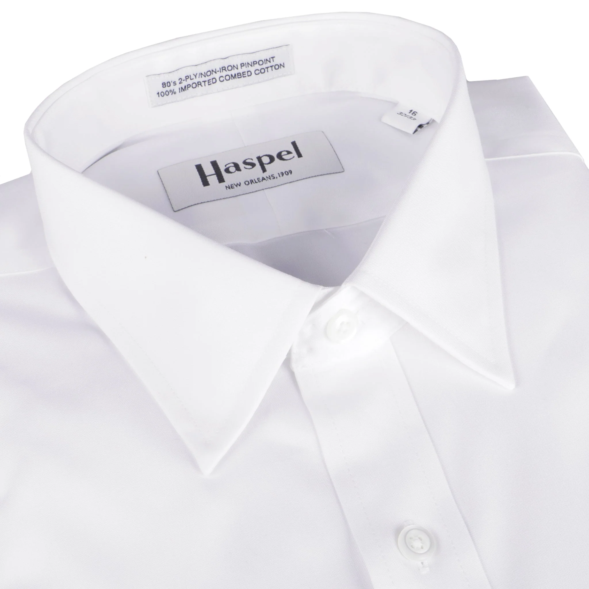 Decatur Solid White (Tailored Fit) Pinpoint Oxford Dress Shirt - Spread Collar