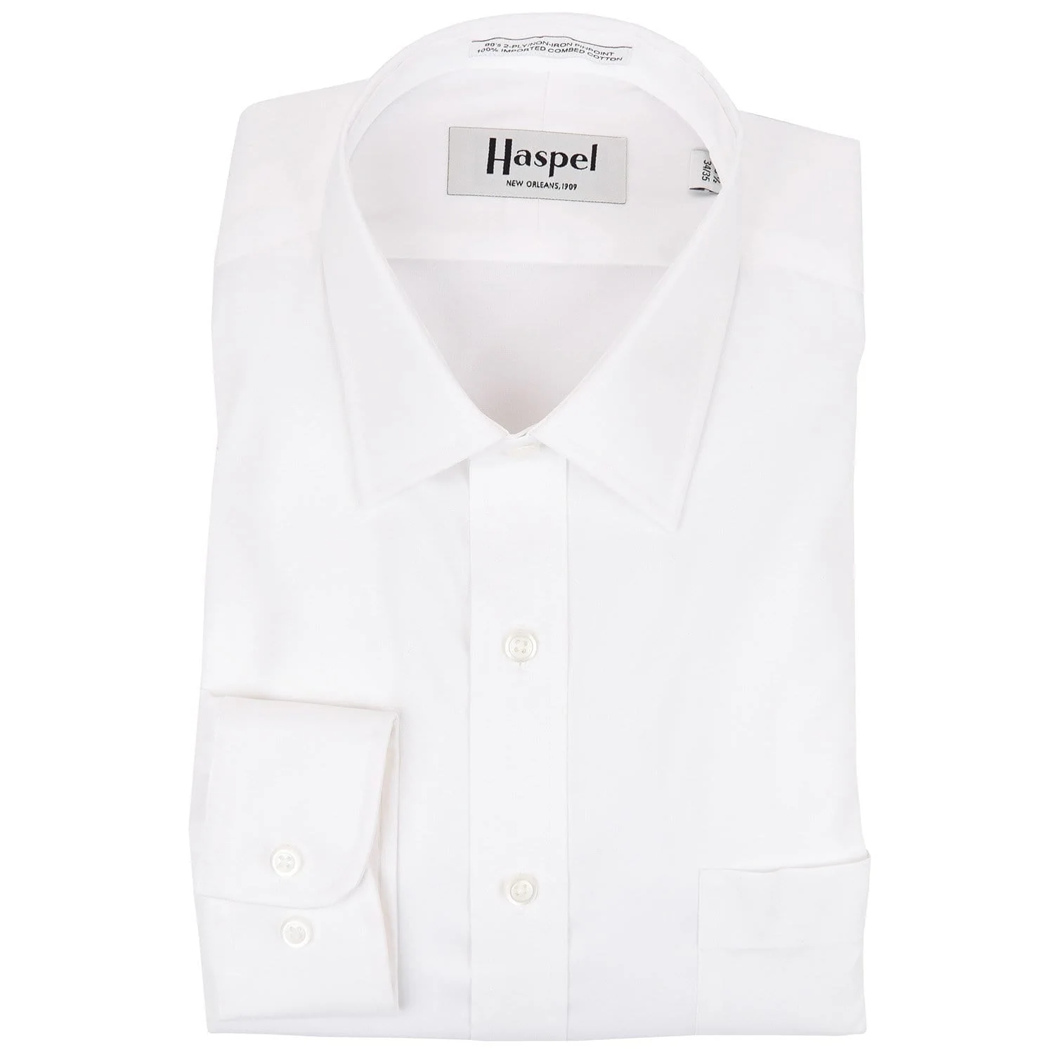 Decatur Solid White (Tailored Fit) Pinpoint Oxford Dress Shirt - Spread Collar - Image 2