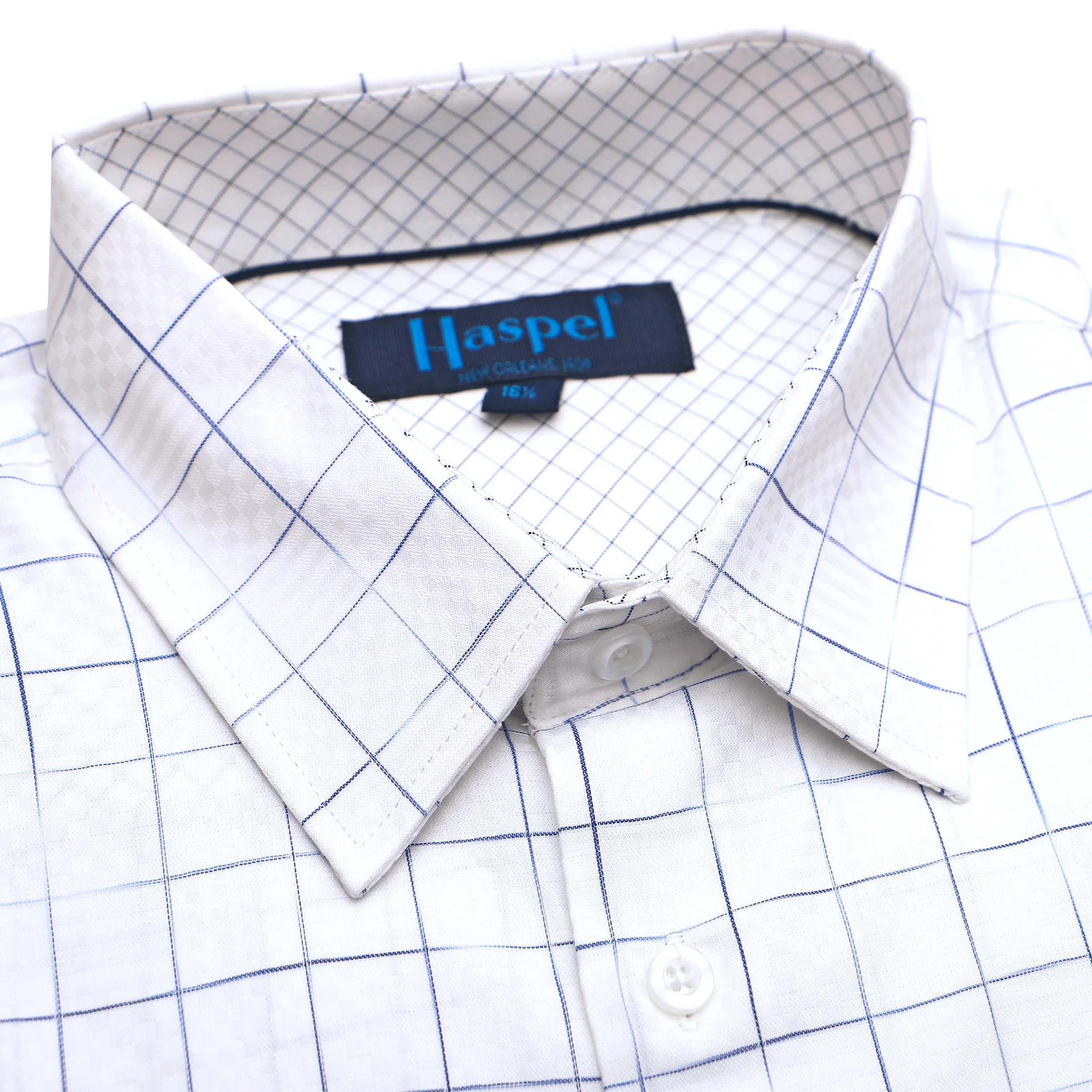 *** FINAL SALE *** Light Blue Large Graph Check Tailored Fit Dress Shirt