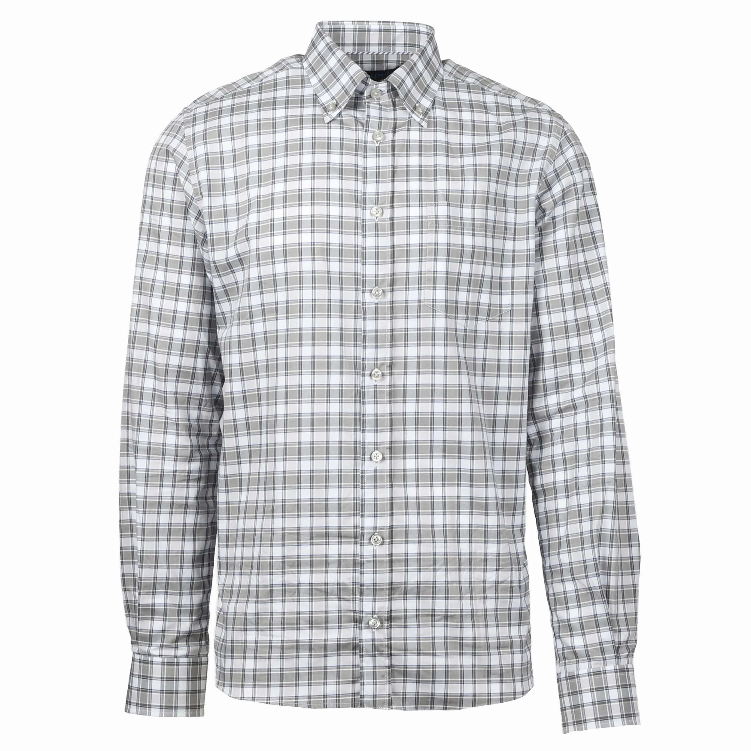 Franklin Grey & Navy Large Check Long Sleeve Shirt - Image 2