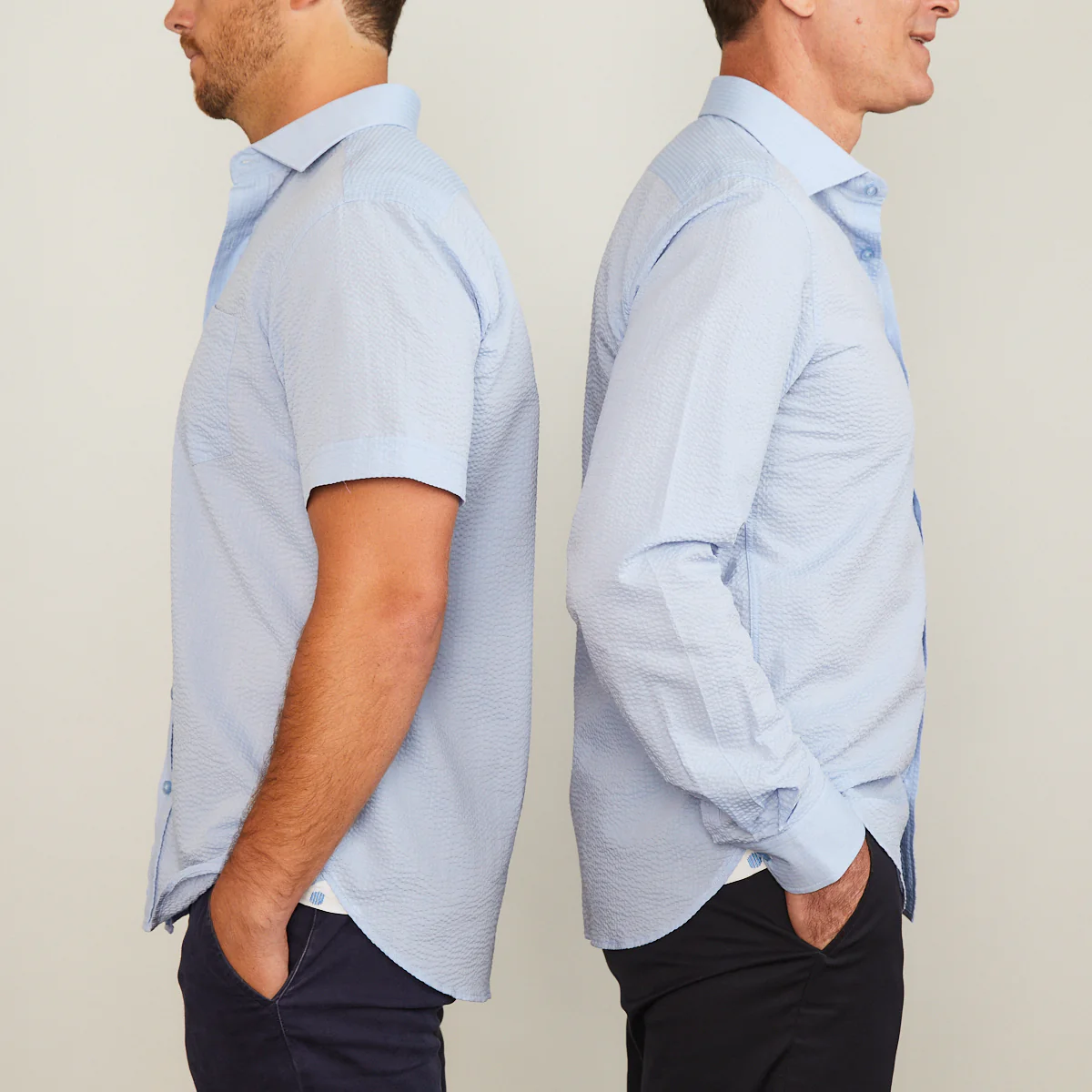 Freret Light Blue Solid Seersucker - Short Sleeve - Image 4
