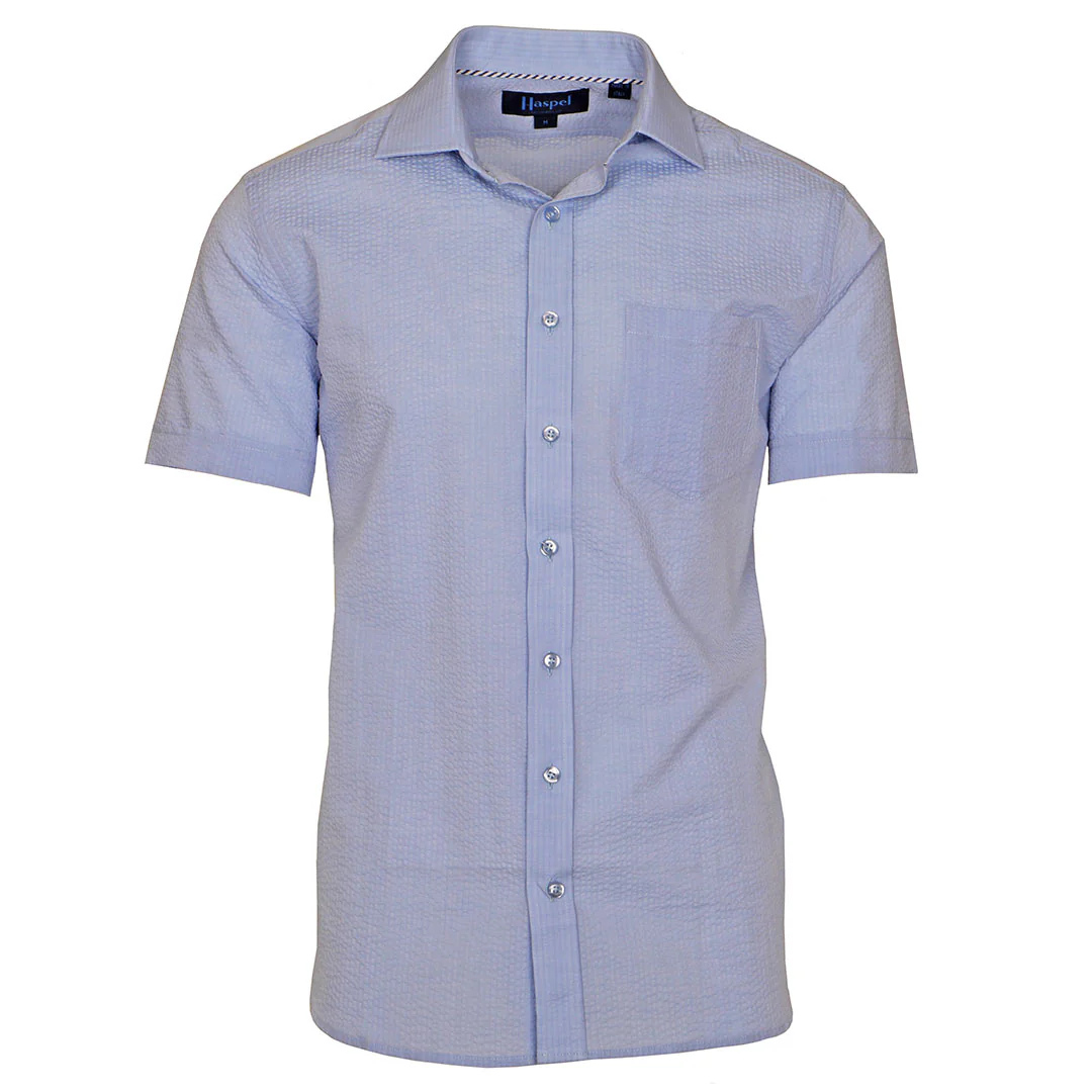 Freret Light Blue Solid Seersucker - Short Sleeve - Image 5