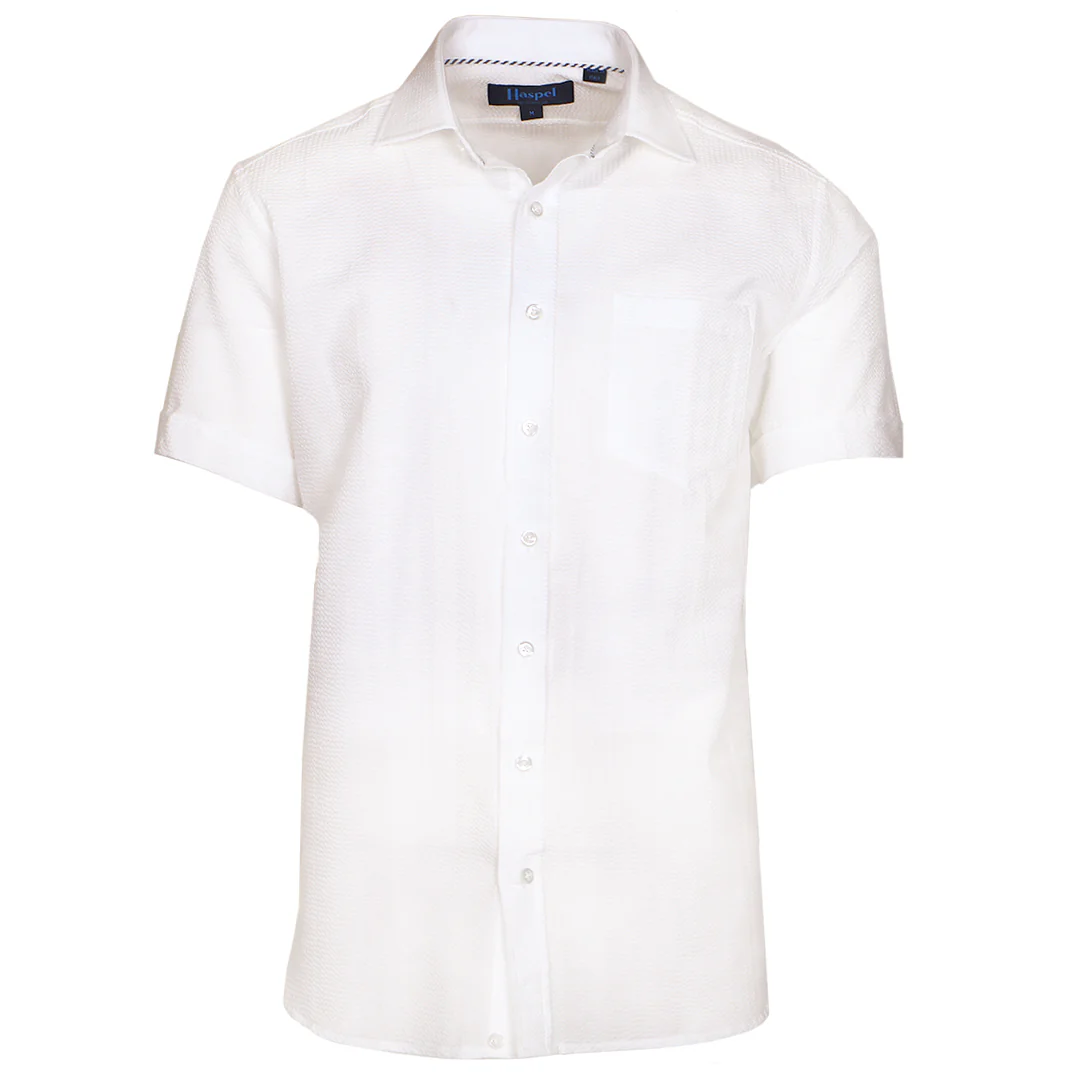 Freret White Solid Seersucker - Short Sleeve - Image 5
