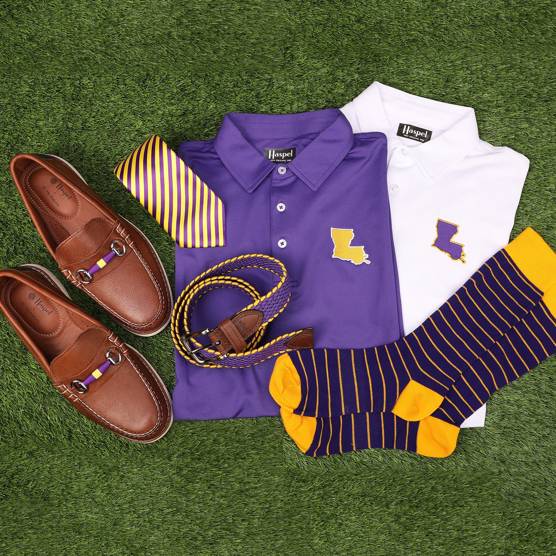 Louisiana White, Purple, & Gold Driway™ Performance Polo - Image 5
