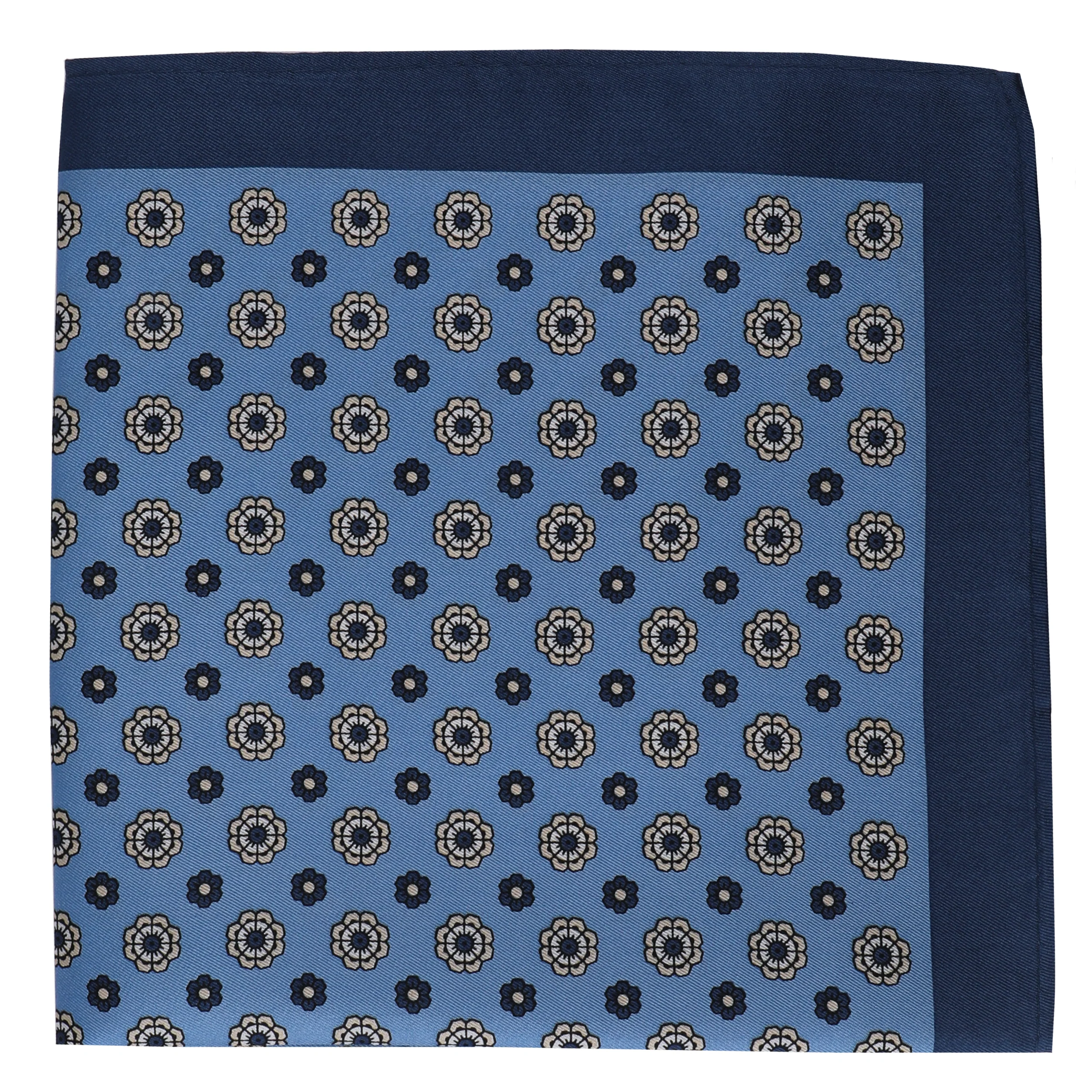 Lt. Blue with White Medallion Silk Pocket Square
