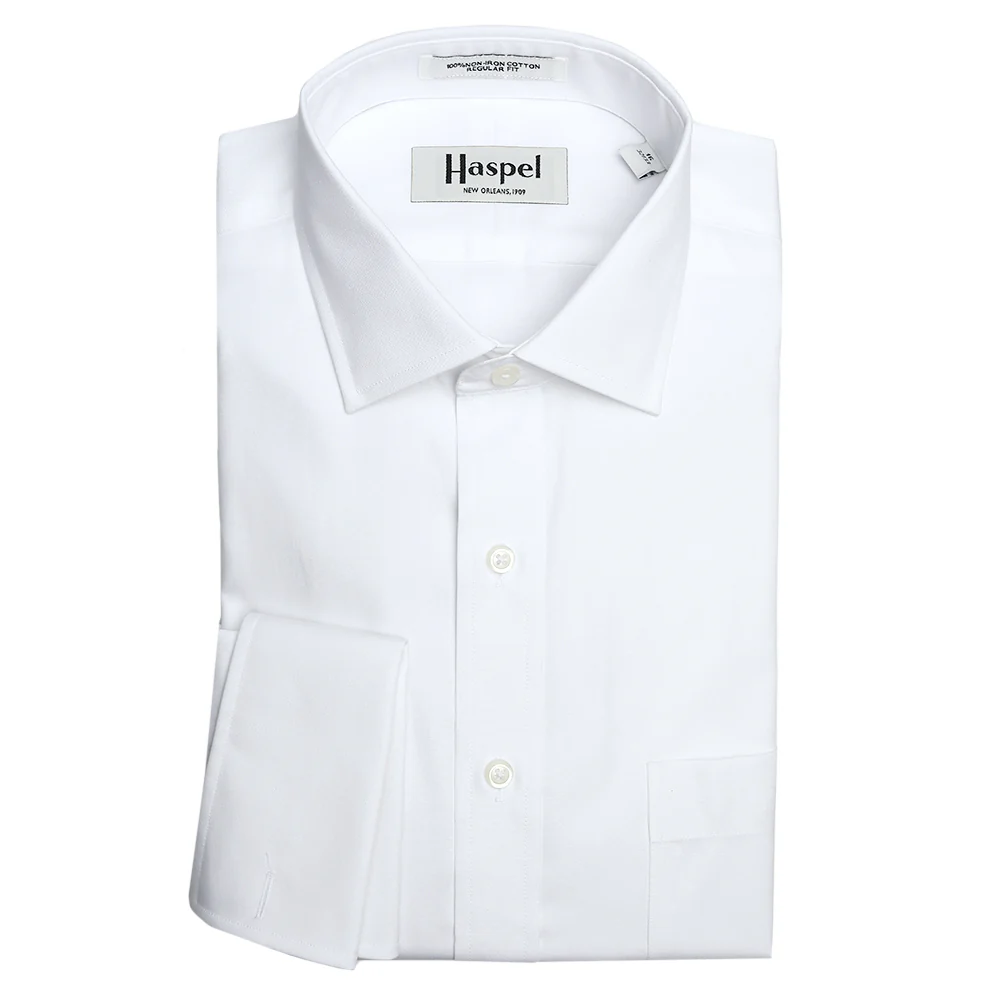 Lyle Solid White Pinpoint Oxford (Regular Fit) FC Dress Shirt - Spread Collar - Image 3