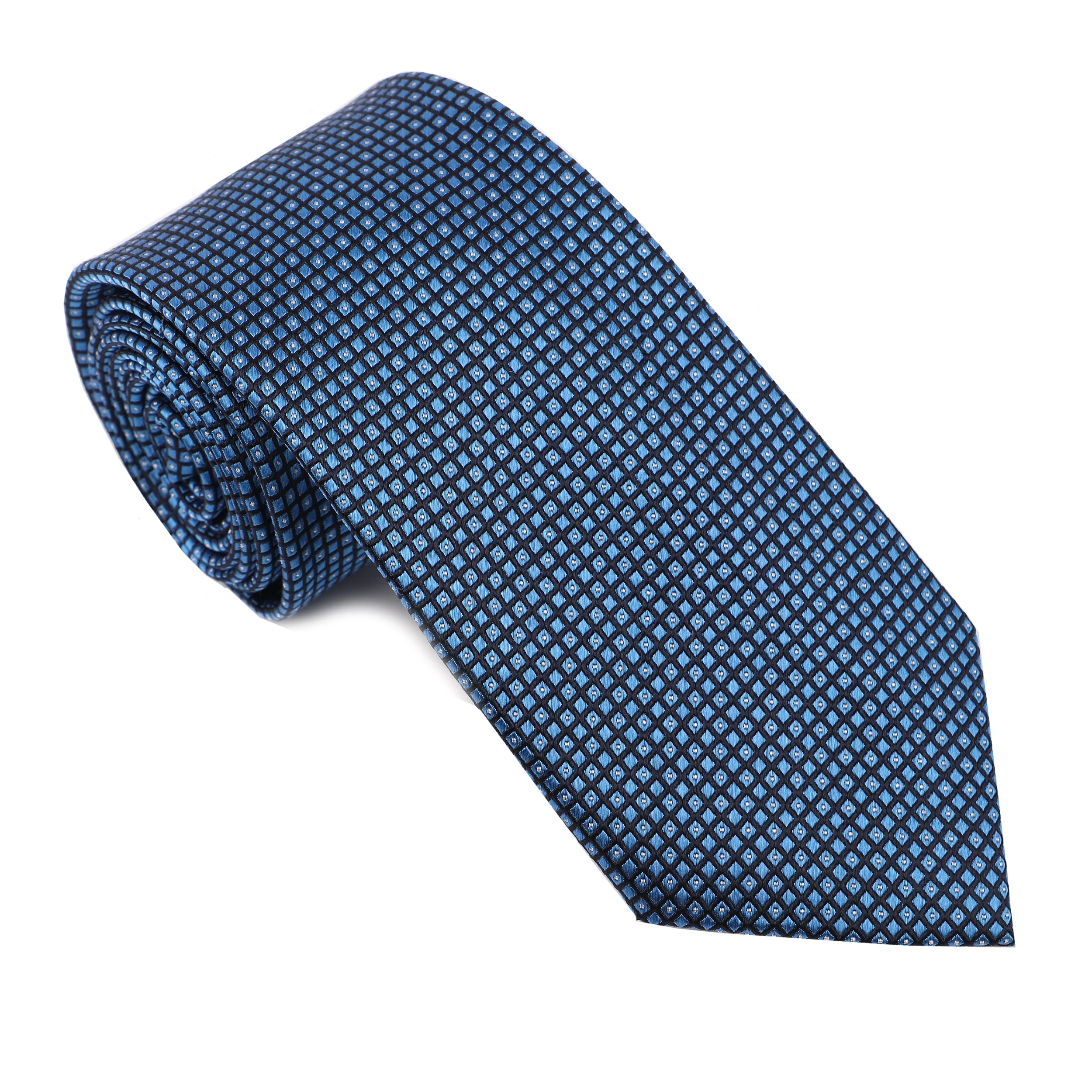 Navy & Aqua Box Print Tie