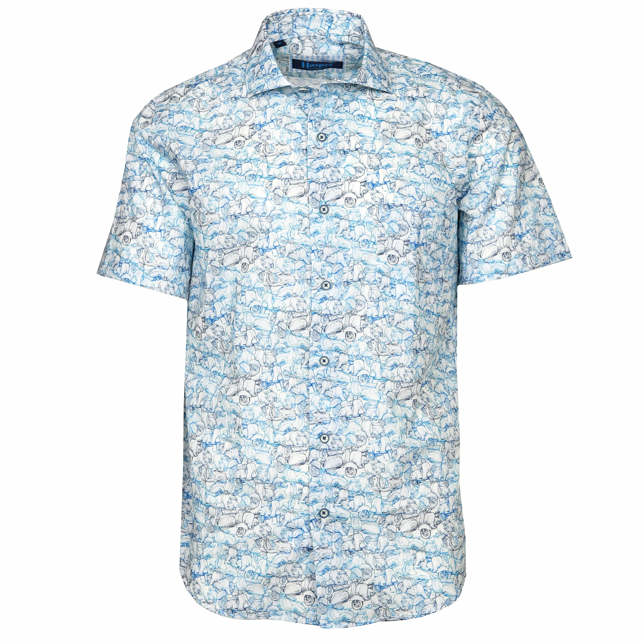 Cordoba Blue Pencil Motorbikes Short Sleeve Shirt - Image 2