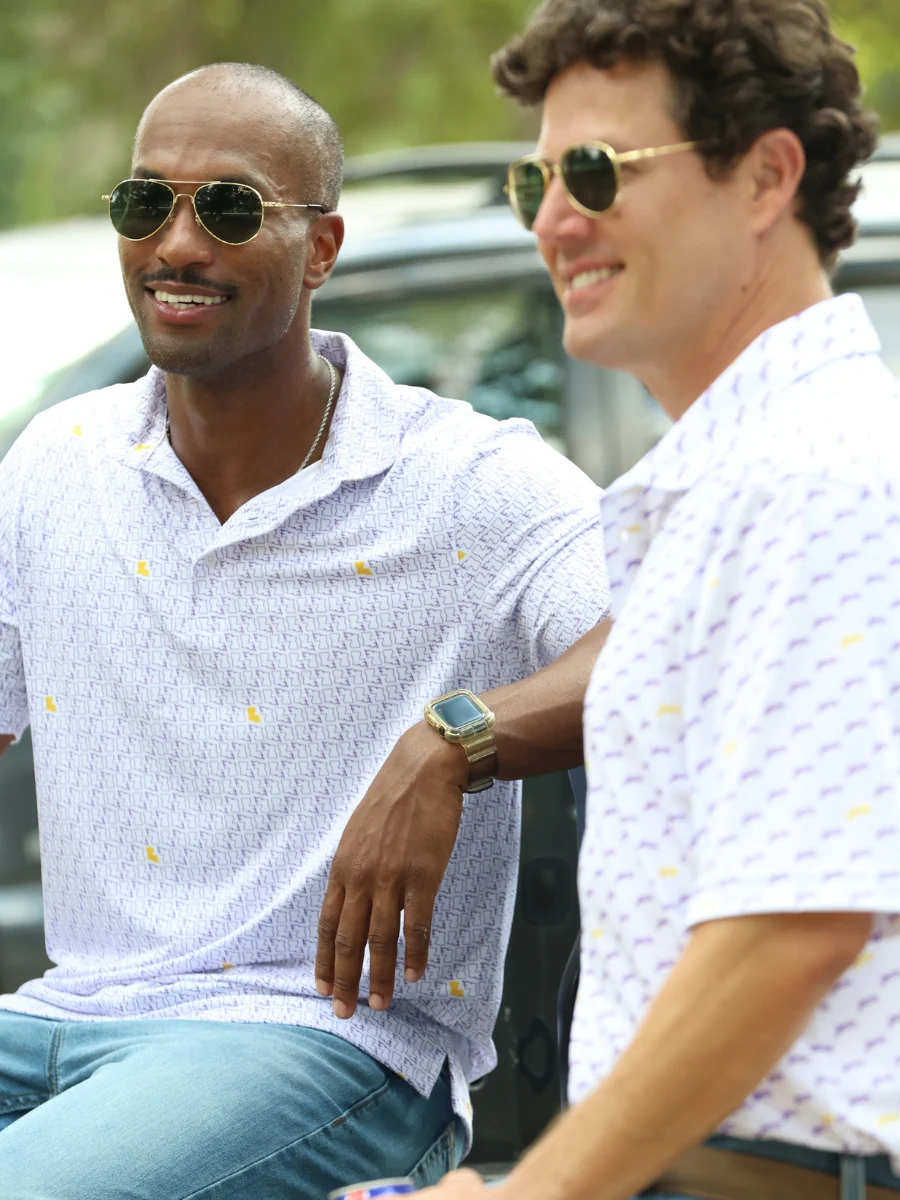 Purple & Gold Louisiana State Performance Polo - Image 3