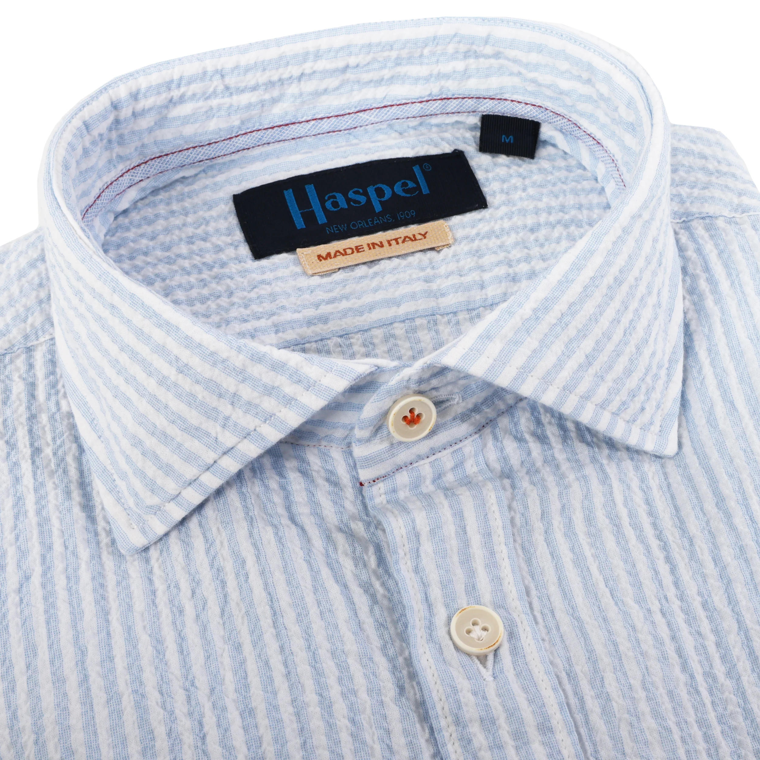 Riley Lt. Blue Stripe Seersucker Short Sleeve Shirt