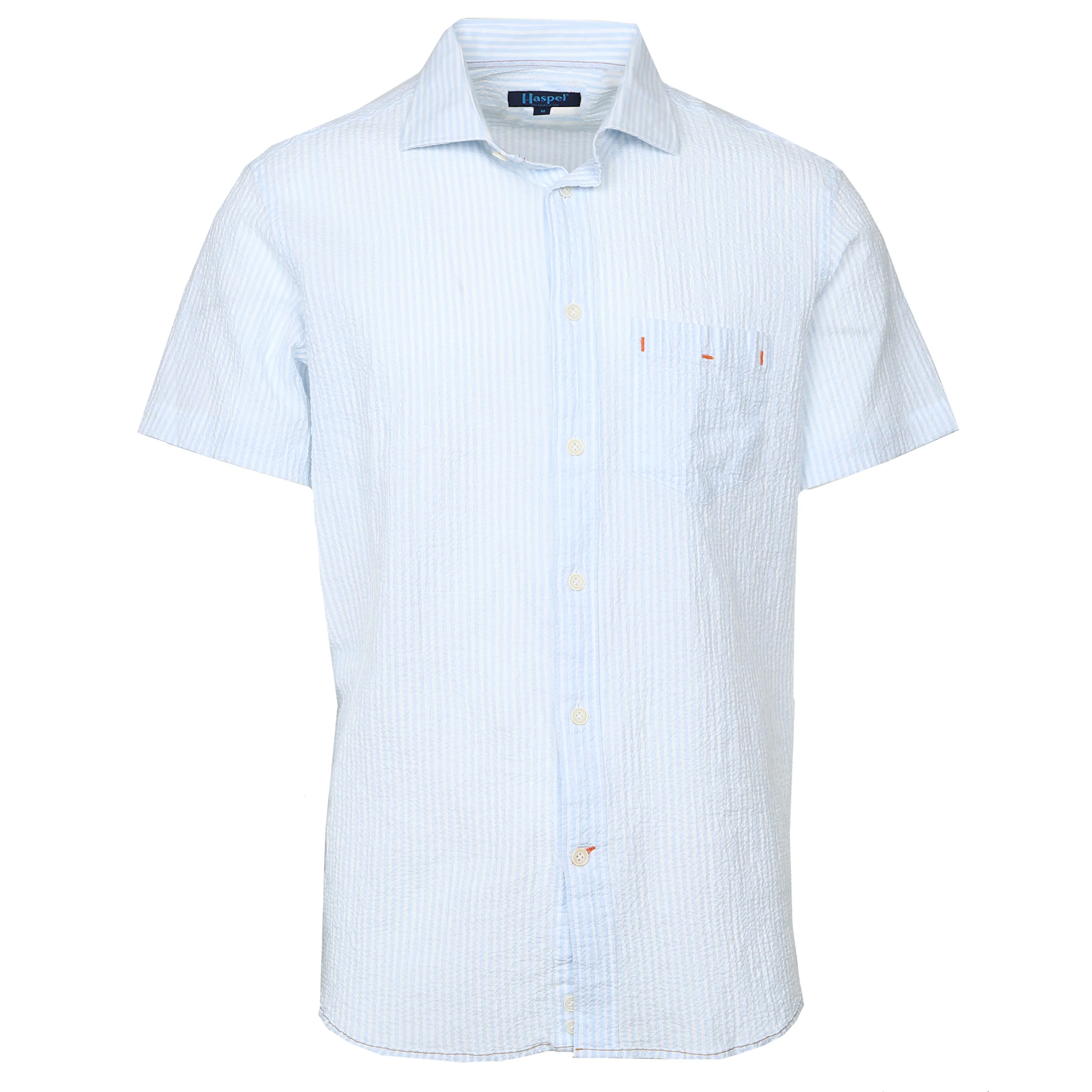 Riley Lt. Blue Stripe Seersucker Short Sleeve Shirt - Image 2