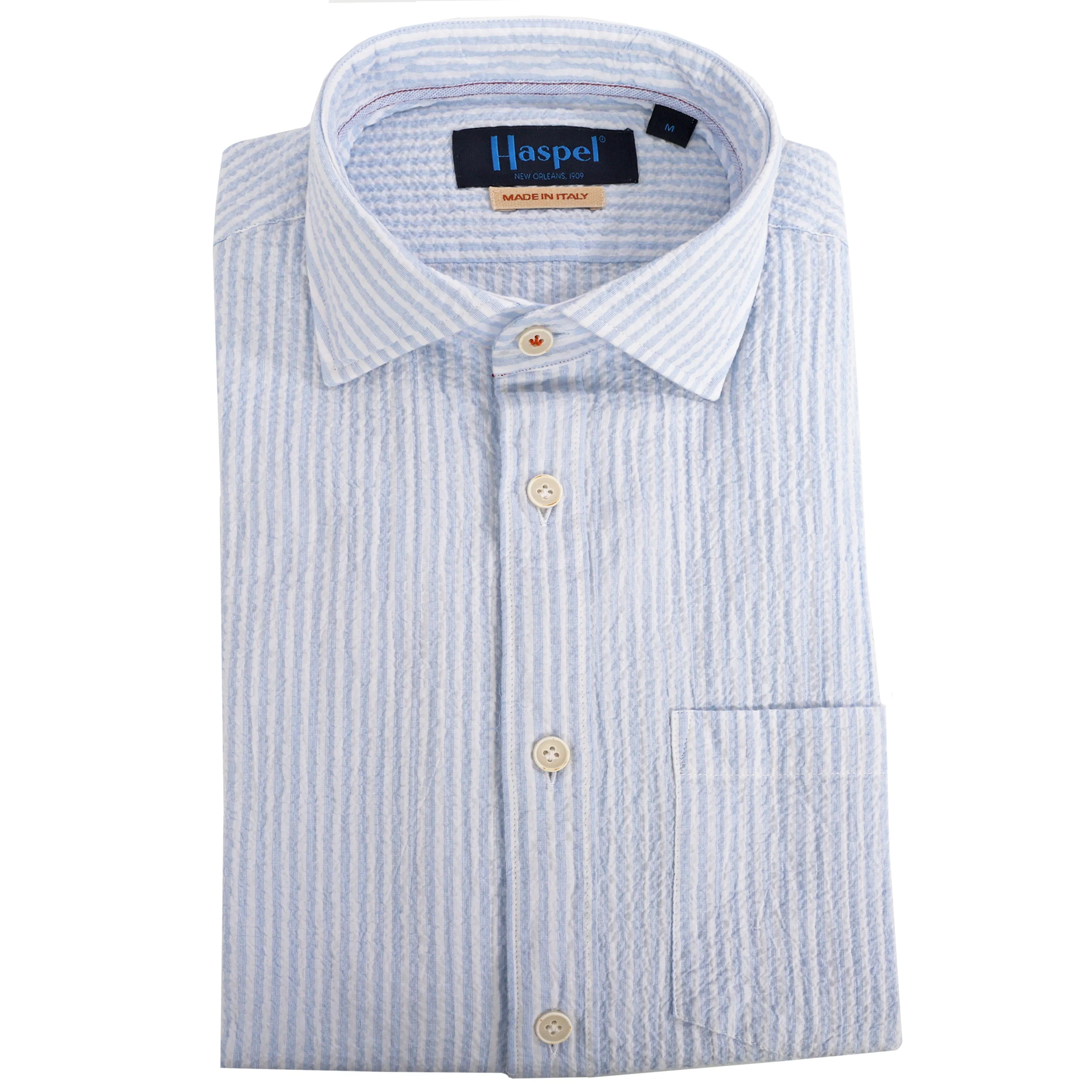 Riley Lt. Blue Stripe Seersucker Short Sleeve Shirt - Image 3