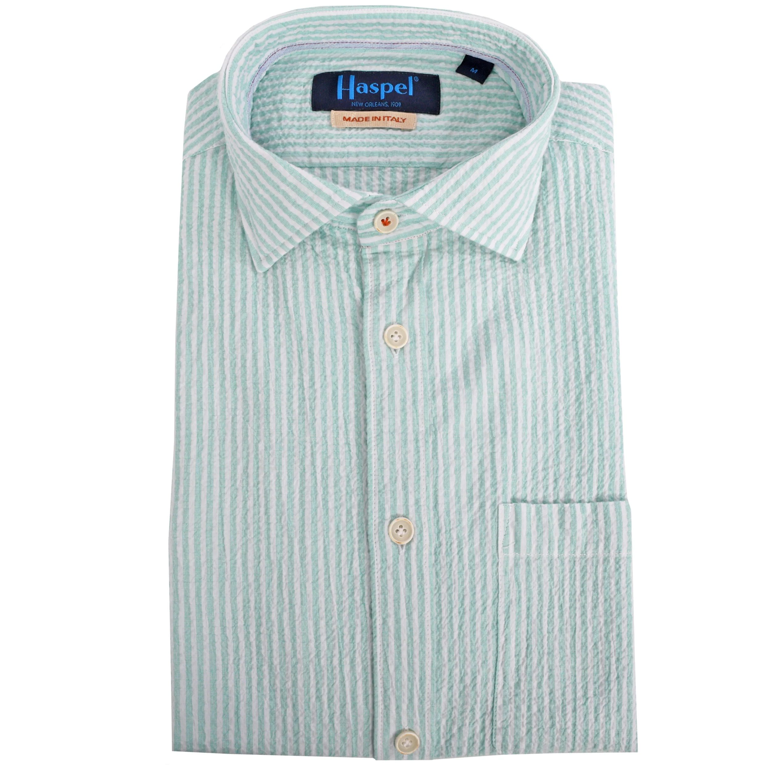 Riley Mint Green Stripe Seersucker Short Sleeve Shirt - Image 7