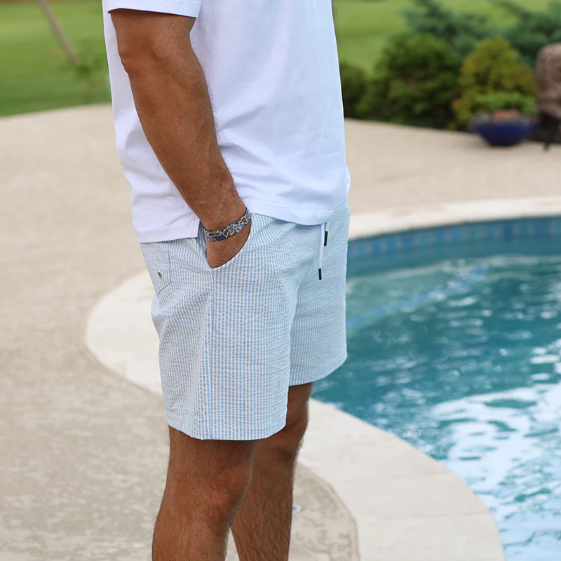 Sherwood Lt. Blue Seersucker Stretch Swimsuit - Image 3
