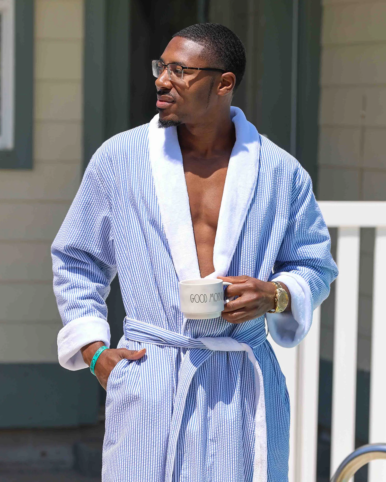 Sussex II Plush Lined Seersucker Robe - One Size - Image 4