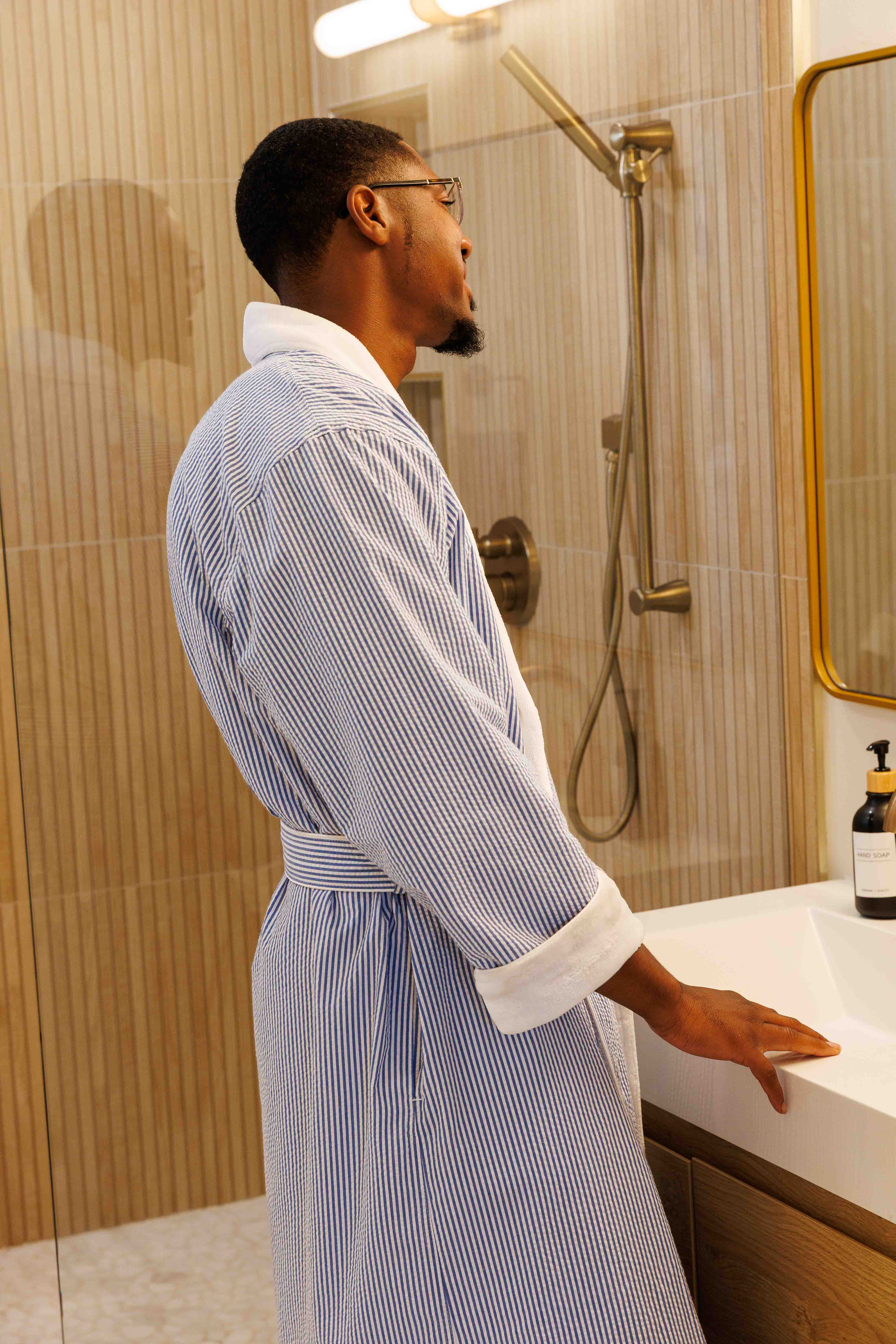 Sussex II Plush Lined Seersucker Robe - One Size - Image 5