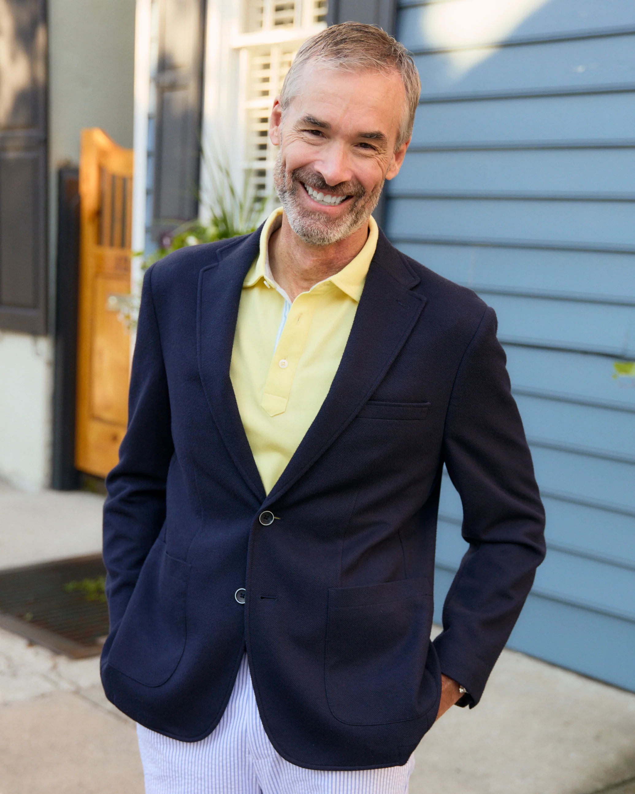Traveler Navy Knit Blazer - Tailored Fit - Image 3