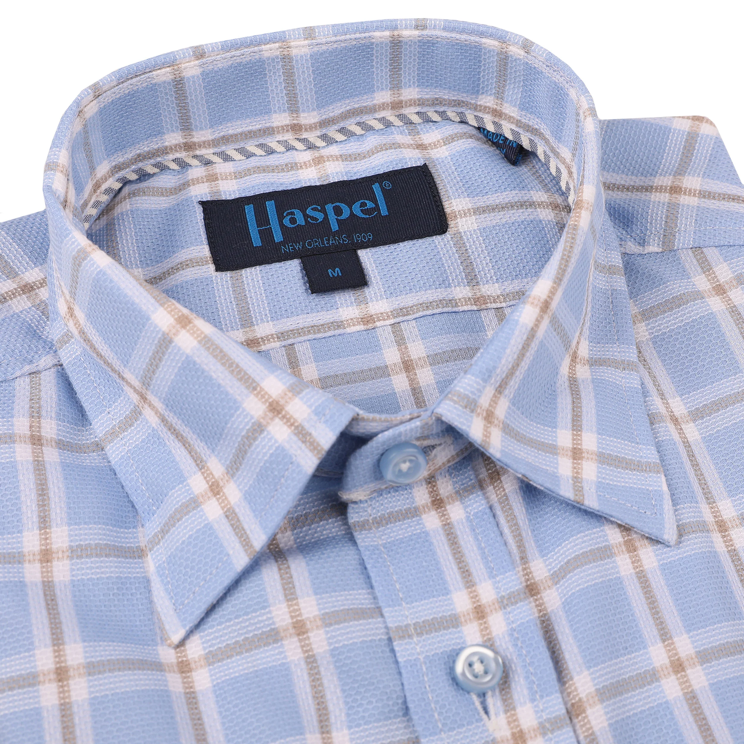 Treme Light Blue Texture with Tan Check
