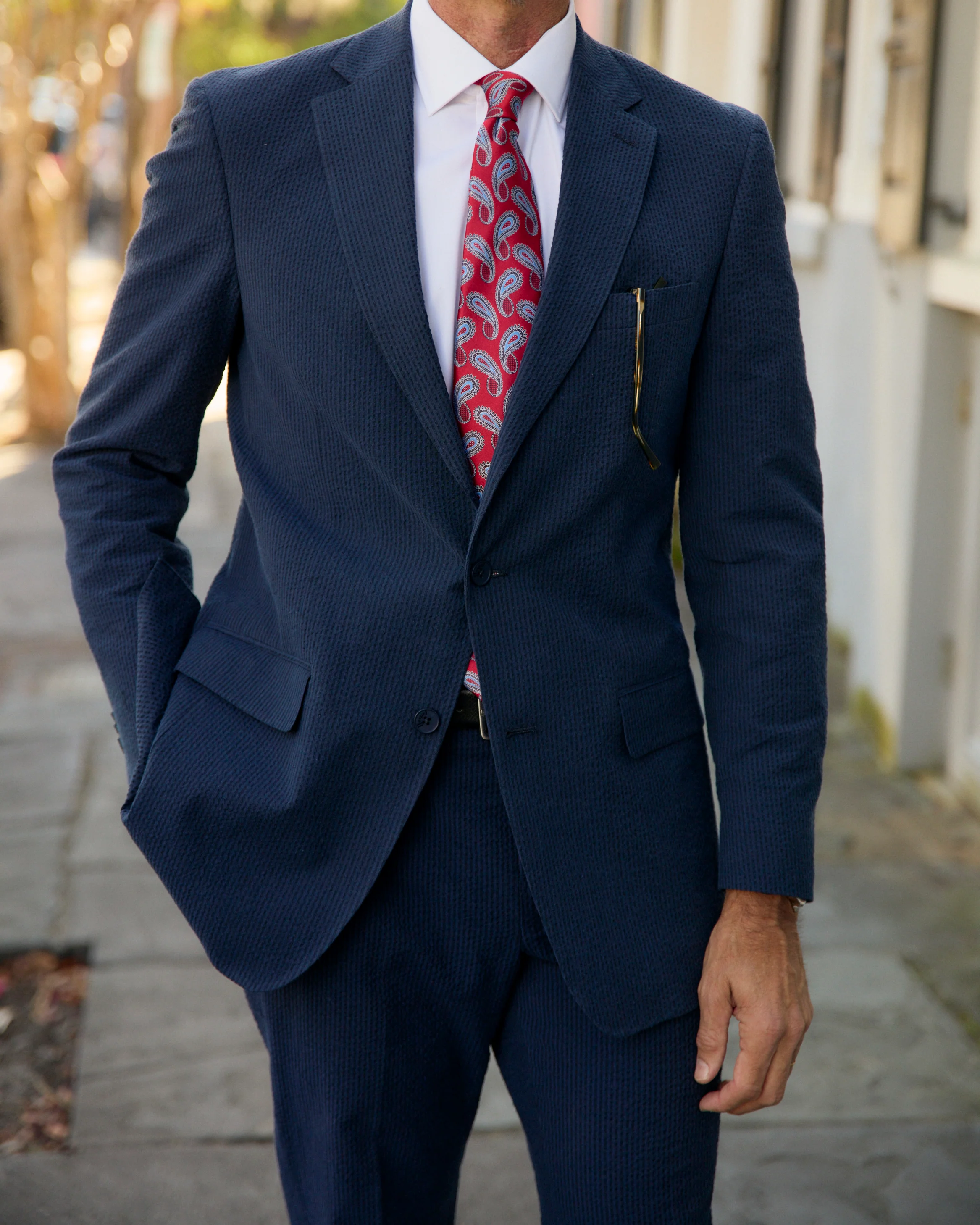 Vieux Carre Navy/Black Seersucker Stretch Sport Coat - Image 6